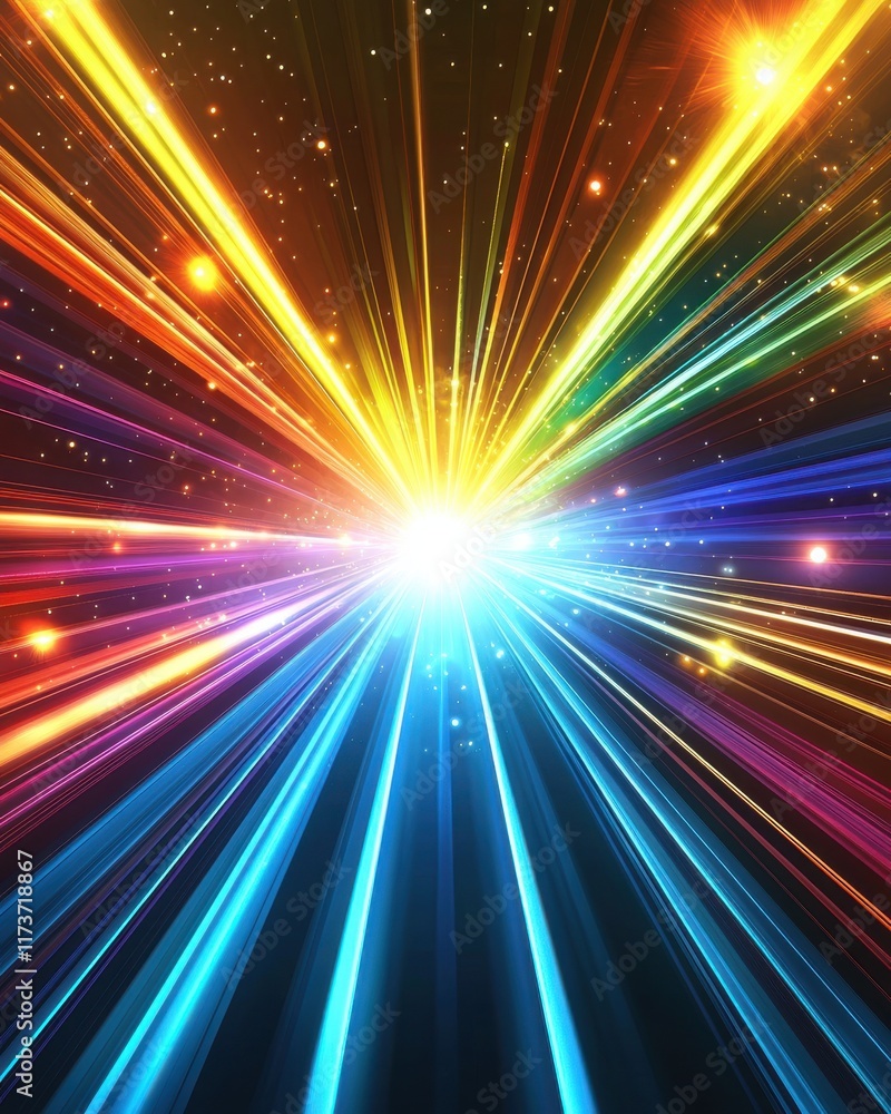 Aufkleber dynamic digital abstract background with radiant light explosion vivid colors cosmic environment hig