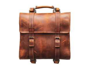 a leather briefcase isolated on a transparent background 