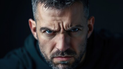Obraz premium A man with a beard and a frowning face