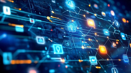 Obraz premium Abstract Digital Network Data Visualization Technology