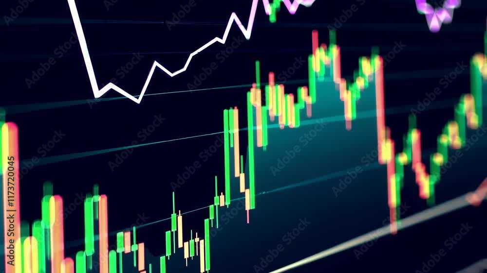 Aufkleber financial data visualization footage with trend analysis and graph patterns
