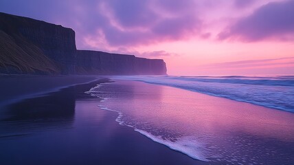 Fototapeta premium Majestic Cliffside Beach at Twilight