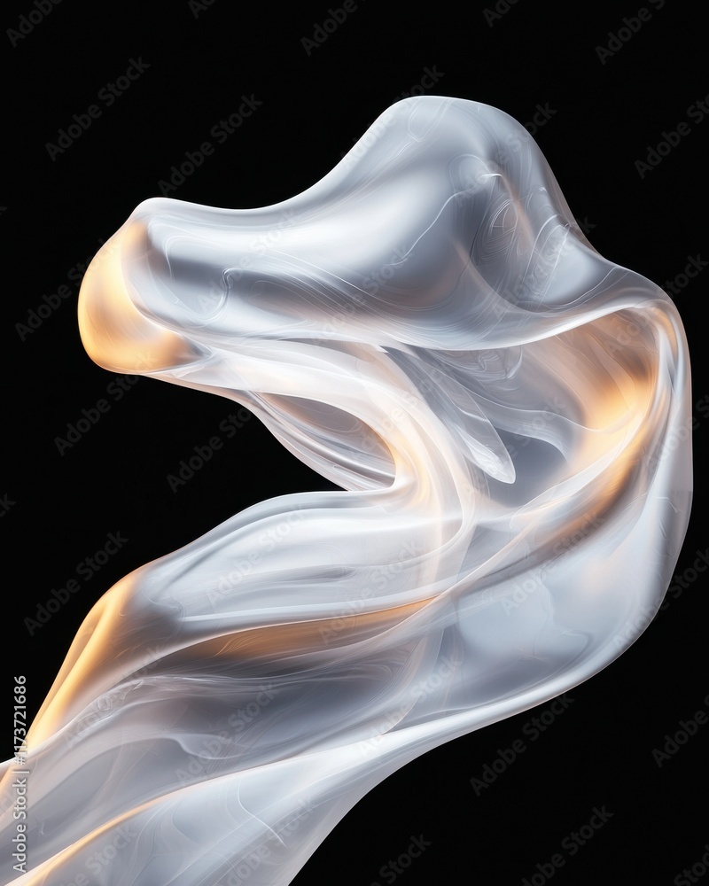 Poster flowing digital abstract smoke art studio background high-definition image minimalist style ethereal