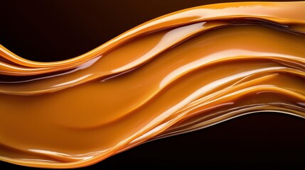 Obraz premium A long, curvy line of caramel is shown in a black background