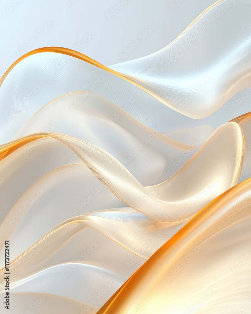 Aufkleber flowing digital abstract background with transparent waves modern design minimalist style soft color