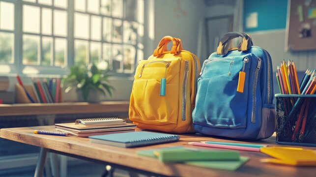 Organizing school supplies classroom photography bright and cheerful close-up education