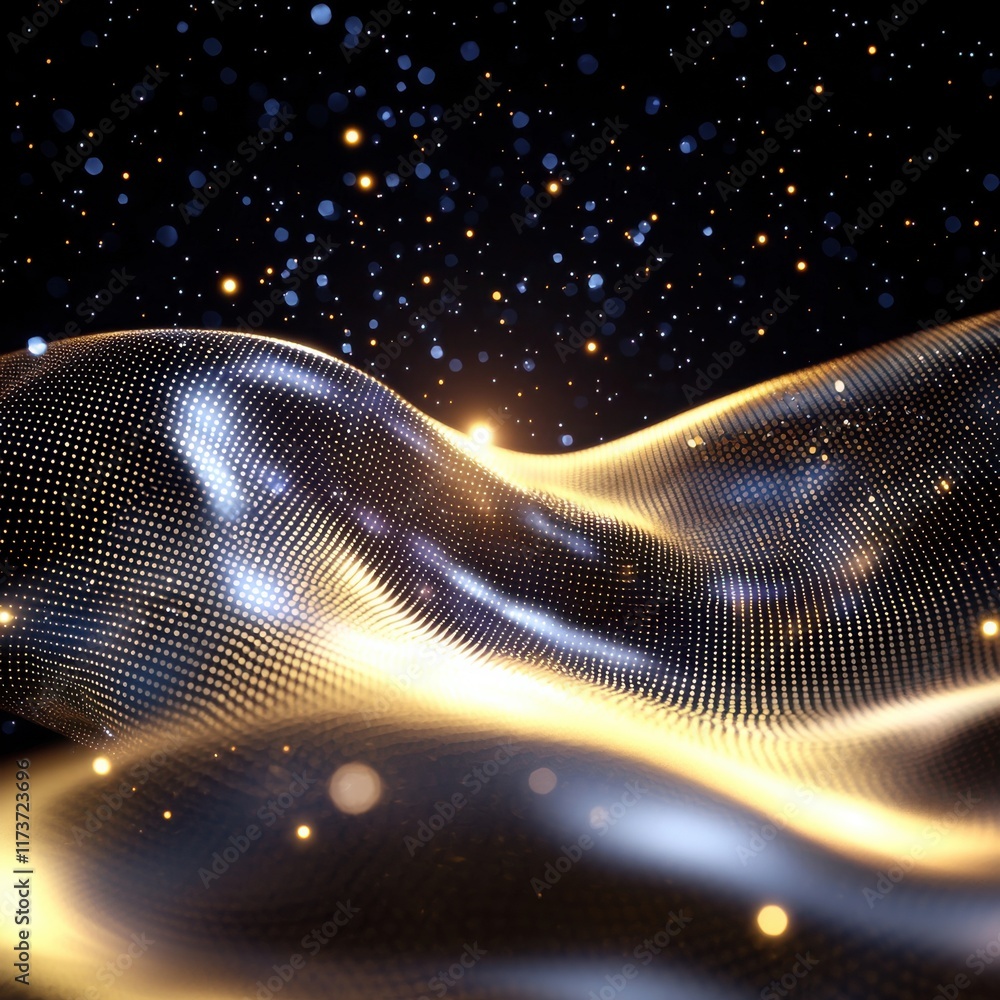 Poster dynamic wave patterns digital abstract background virtual space aesthetics cosmic environment futuri