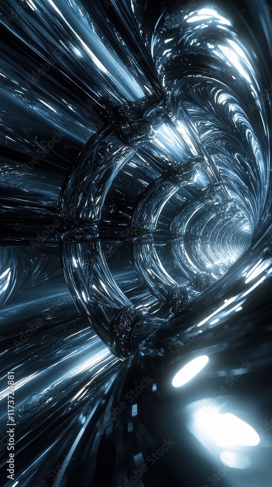 Poster dynamic digital abstract tunnel virtual space visual art futuristic environment perspective conceptu