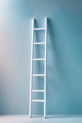 Minimal White Ladder Concept for Business and Success Goals on Pastel Blue Wall Background