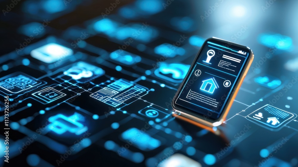 Poster smartphone innovations exploring mobile technology and iot solutions in a digital environment