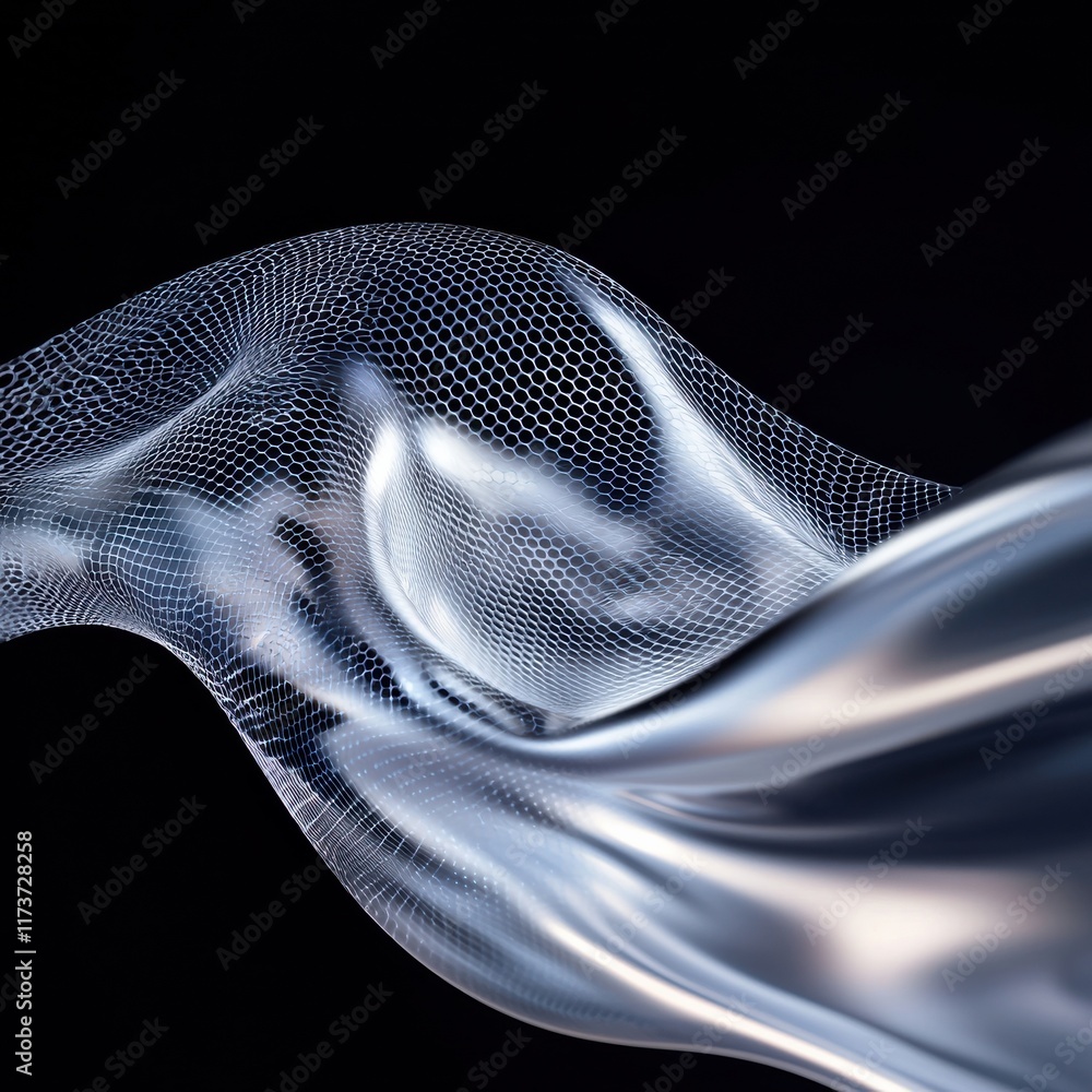 Poster dynamic transparent fractal wave digital art abstract background modern design high-tech visual conc