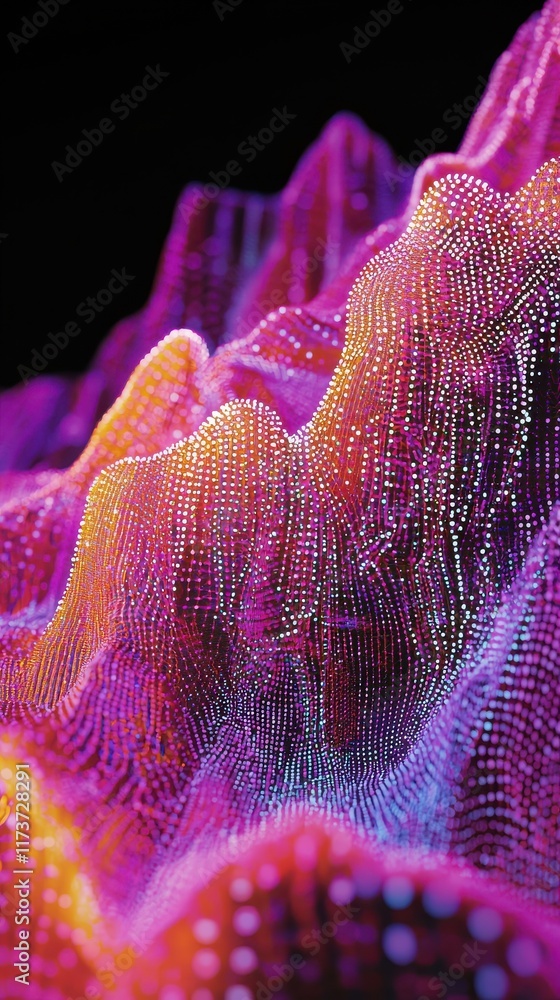 Poster dynamic neural network visualizations digital art abstract landscape colorful environment futuristic