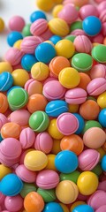 Obraz premium Assortment of colorful candies arranged in a delightful background