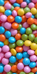 Assortment of colorful candies arranged in a delightful background