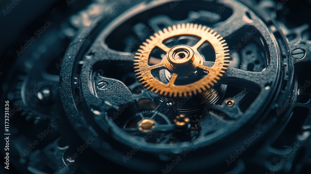Poster intricate watch mechanism: a close-up of gears and precision