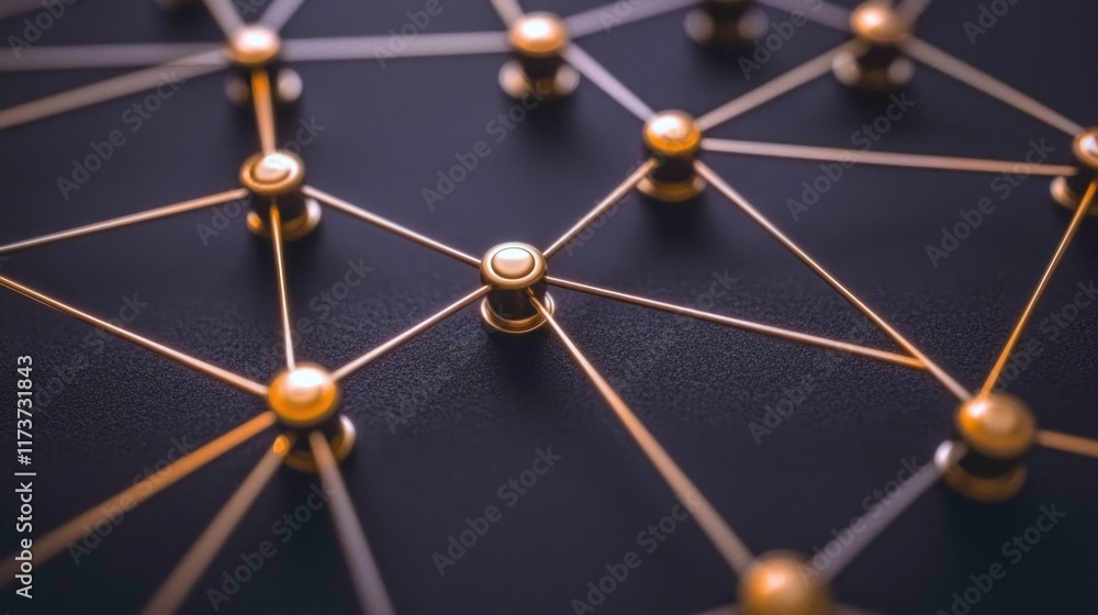 Poster abstract network connection: golden nodes and lines