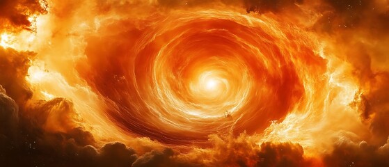 Fiery swirling nebula with bright core.