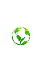 Obraz premium Environmentally friendly green earth symbol. Logo or icon for designing banners, covers, posters and more. Graphics on white background. Business concept and sustainable growth, dramatic