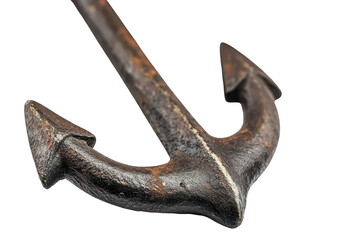 Vintage metal anchor decoration suspended on a chain against a white background highlighting its rustic and nautical charm for maritime enthusiasts
