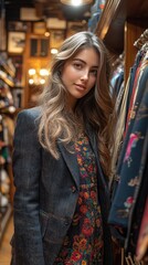 Obraz premium Fashionable women browsing and shopping for trendy clothing in a stylish boutique, AI generated