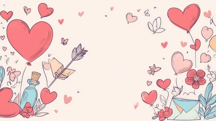 illustration valentine's day pink background