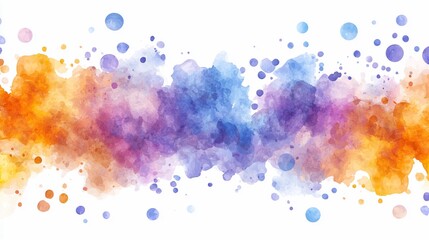 Fototapeta premium Abstract watercolor wash in orange, purple, and blue.