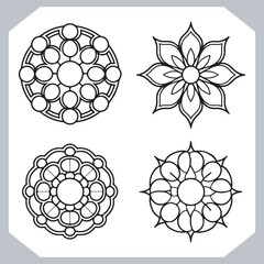 Simple Mandala Logotype Icons Stunning Vector Silhouettes