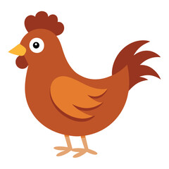 Brown Chicken Vector Illustration - Cartoon, Clipart & Line Art Design for Print .eps