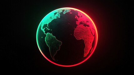 Fototapeta premium Carbon Footprint and co2 concept. Glowing globe representation with vibrant colors on a dark background.