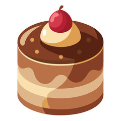 Mini Chocolate Mousse Cake Vector Illustration ? Clipart, Cartoon & Line Art Design .eps