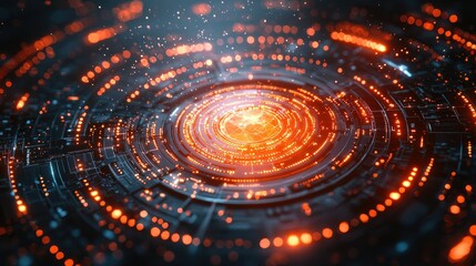 Obraz premium Abstract glowing circular tech interface.