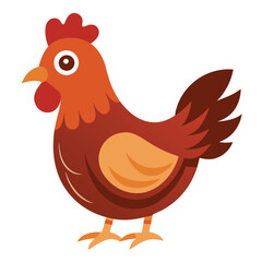 Brown Chicken Vector Illustration - Cartoon, Clipart & Line Art Design for Print.eps