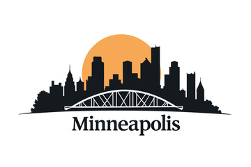 Fototapeta premium Stone Arch Bridge with Minneapolis Skyline