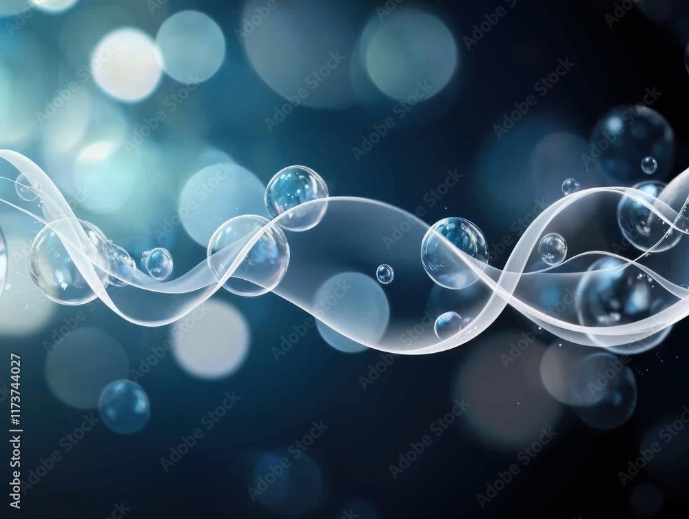 Poster bubbles floating in a dreamy atmosphere underwater scene digital art abstract close-up fluid dynamic