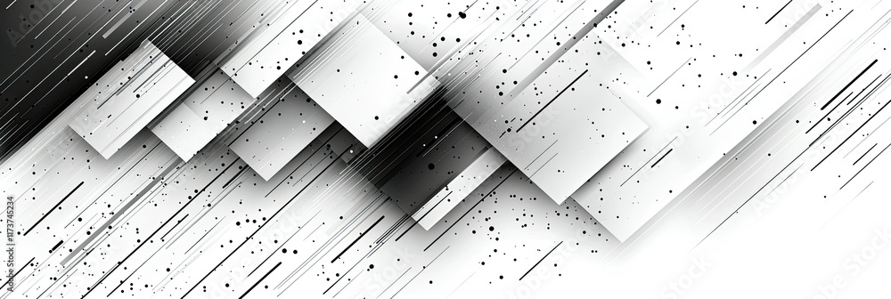 Aufkleber abstract grayscale diagonal lines and squares pattern.