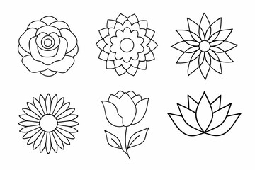 Black-and-White Flower Line Art Designs