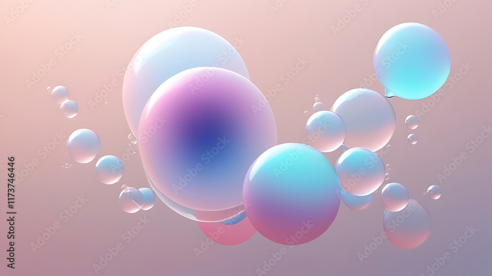 Aufkleber beautiful step into tranquility with soft abstract bubble art and gradients color background.