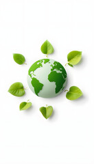 Obraz premium Green earth day on isolated white background. Care for the environment and ecology. Resources that are sustainable, renewable, and green. Graphic resource., vibrant