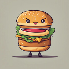 cute burger character illustration