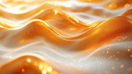 Golden liquid texture background with shimmering effect.