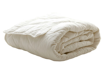 Cozy white blanket rolled and placed on a clean surface ready for use in a stylish living space or bedroom, perfect for relaxation and comfort