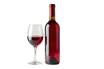 Elegant red wine bottle with glass showcasing rich color and clarity