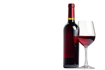 Elegant red wine bottle with glass showcasing rich color and clarity