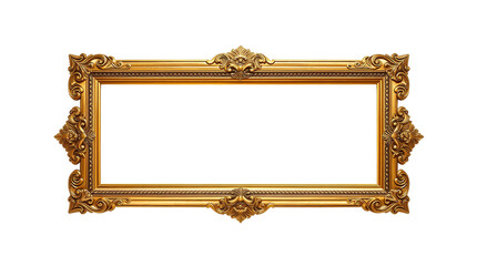 Photo of fancy gold frame isolated on transparent background