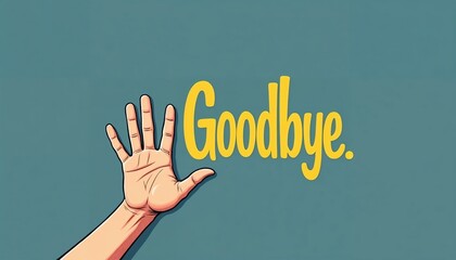 'Goodbye' hand wave in a bold and bright digital design