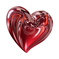 3D Shiny Metallic Heart in Deep Red