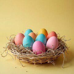 Fototapeta premium easter eggs in a basket