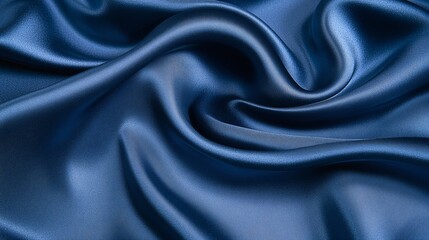 Fototapeta premium Smooth navy blue satin fabric showcasing elegant draping and texture details
