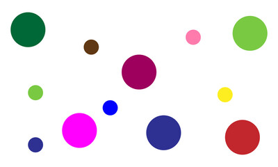 Overlapping circles in varying sizes and bright different colors. Working with statistics and information. Multicolored crossed circles. Flat vector collection, eps10 55