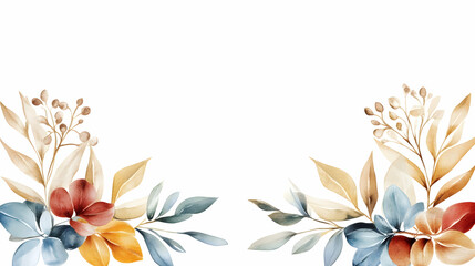 Autumnal floral arrangement, watercolor style, white background, greeting card design.